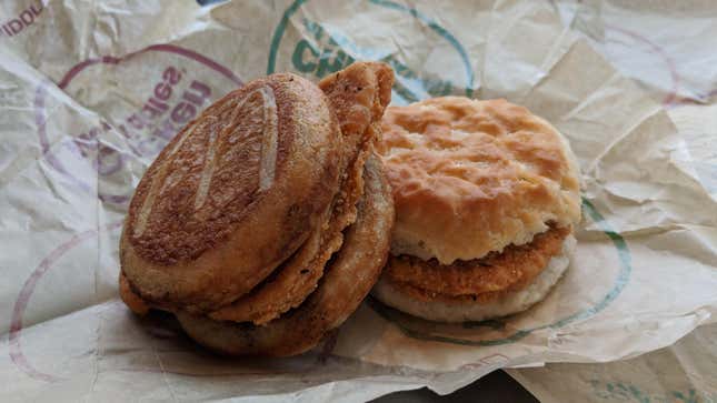 McDonald's breakfast items, McGriddles and McChicken Biscuit